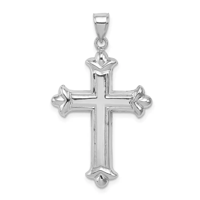 Necklaces TreasureFineJewelers Sterling Silver Rhodiumplated Fleurdelis Cross Pendant Necklaces TreasureFineJewelers Sterling Silver Rhodiumplated Fleurdelis Cross Pendant