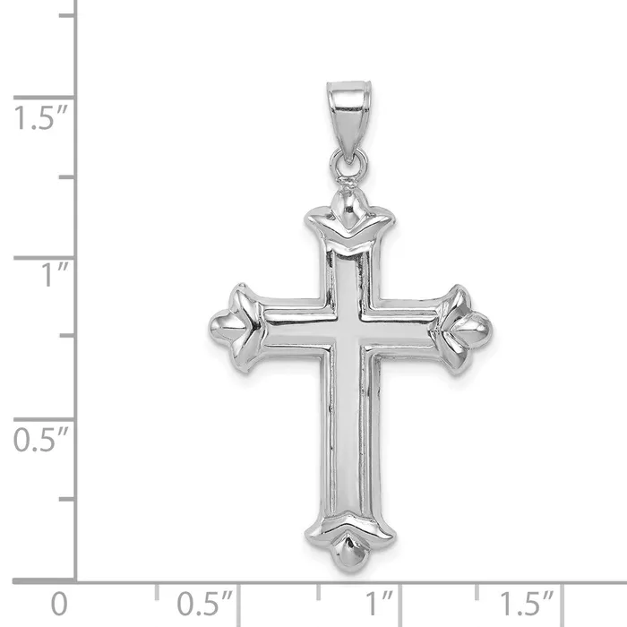 Necklaces TreasureFineJewelers Sterling Silver Rhodiumplated Fleurdelis Cross Pendant