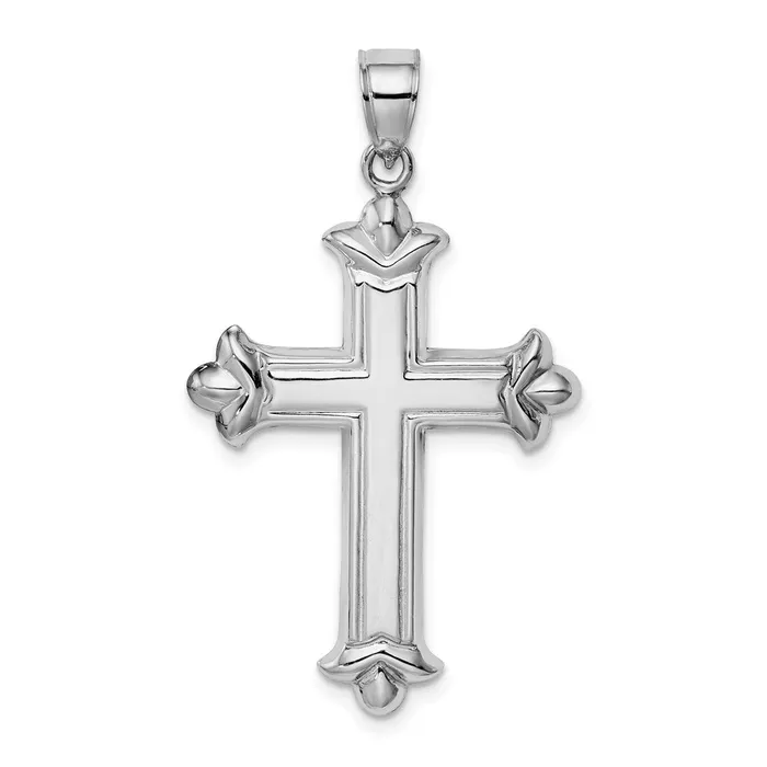 Necklaces TreasureFineJewelers Sterling Silver Rhodiumplated Fleurdelis Cross Pendant