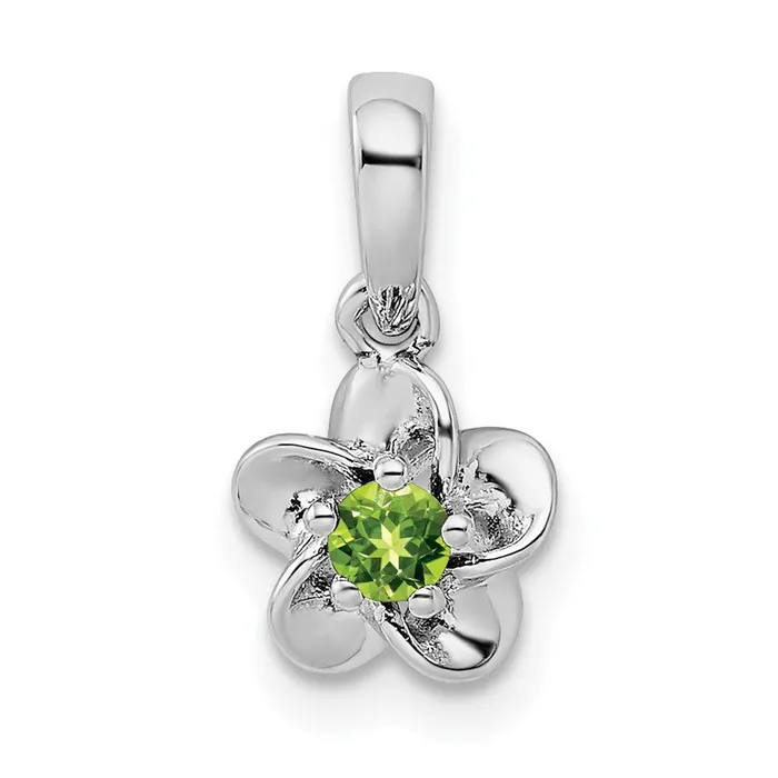 Necklaces TreasureFineJewelers Sterling Silver Rhodiumplated Floral Peridot Pendant Necklaces TreasureFineJewelers Sterling Silver Rhodiumplated Floral Peridot Pendant