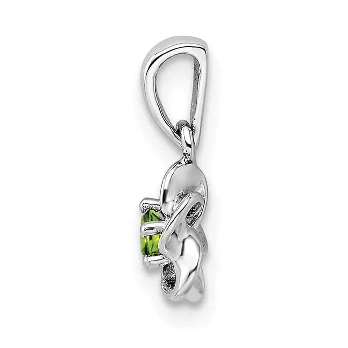 Necklaces TreasureFineJewelers Sterling Silver Rhodiumplated Floral Peridot Pendant