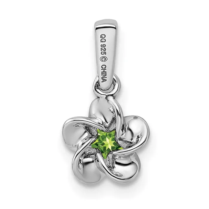 Necklaces TreasureFineJewelers Sterling Silver Rhodiumplated Floral Peridot Pendant