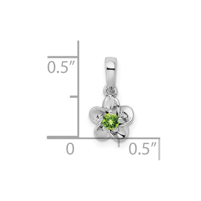 Necklaces TreasureFineJewelers Sterling Silver Rhodiumplated Floral Peridot Pendant