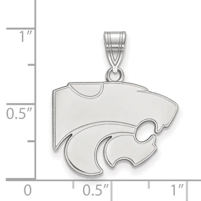 Necklaces TreasureFineJewelers Sterling Silver Rhodiumplated Kansas State University Wildcat Medium Pendant