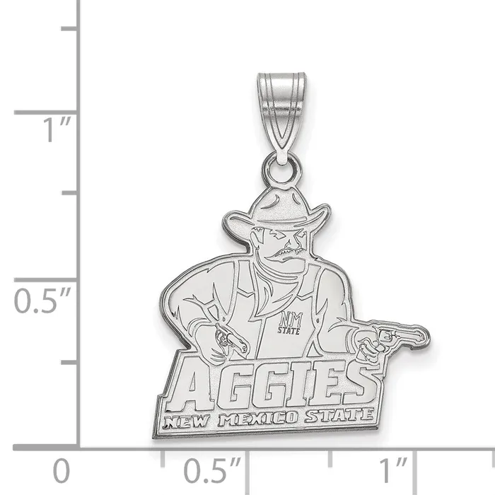 Necklaces TreasureFineJewelers Sterling Silver Rhodiumplated New Mexico State University Aggies Large Pendant