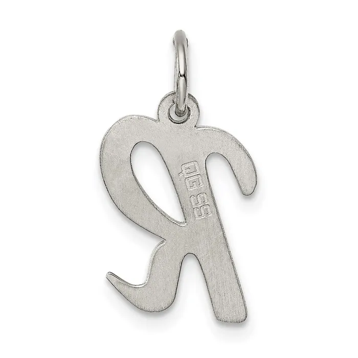 Necklaces TreasureFineJewelers Sterling Silver Rhodiumplated Script Letter R Initial Charm