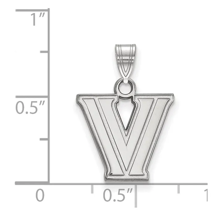 Necklaces TreasureFineJewelers Sterling Silver Rhodiumplated Villanova University Letter V Small Pendant
