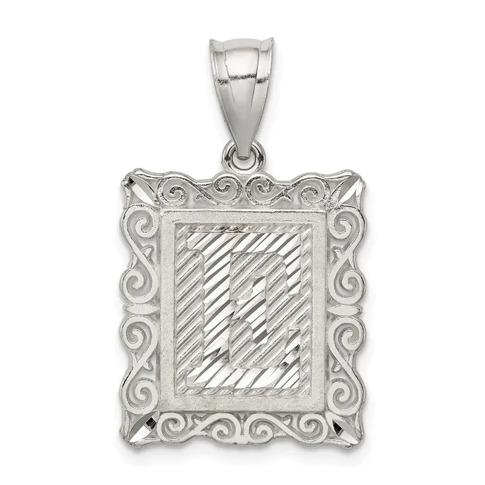 Necklaces TreasureFineJewelers Sterling Silver Square Diamondcut Letter E Initial Pendant Necklaces TreasureFineJewelers Sterling Silver Square Diamondcut Letter E Initial Pendant