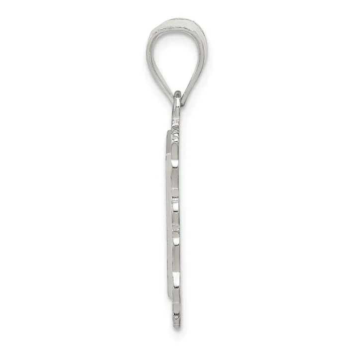 Necklaces TreasureFineJewelers Sterling Silver Square Diamondcut Letter E Initial Pendant
