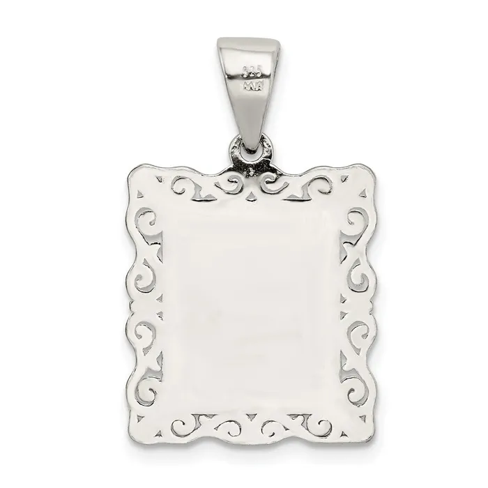 Necklaces TreasureFineJewelers Sterling Silver Square Diamondcut Letter E Initial Pendant