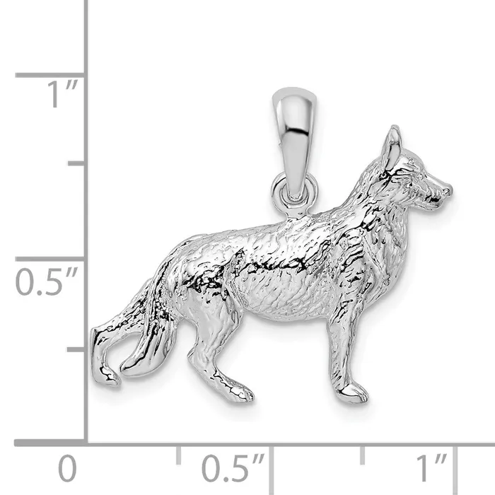 Necklaces TreasureFineJewelers Sterling Silver Textured 3D German Shepherd Pendant