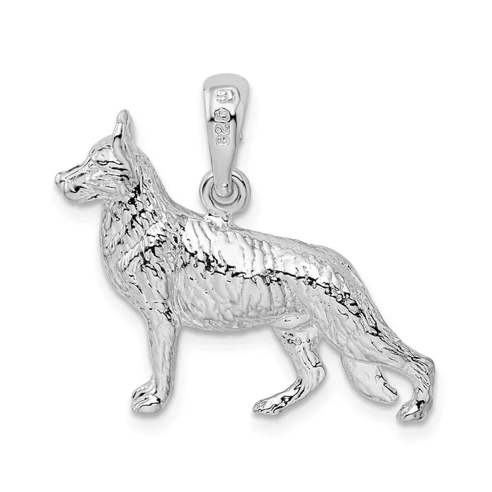 Necklaces TreasureFineJewelers Sterling Silver Textured 3D German Shepherd Pendant