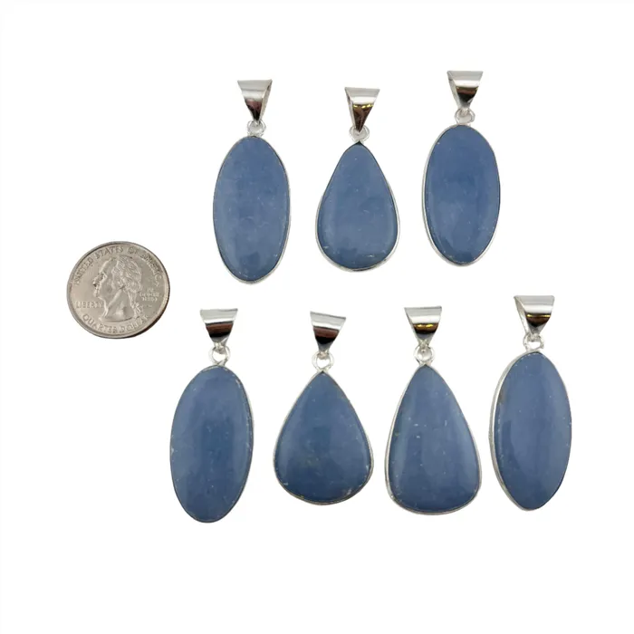 Necklaces Twin Rocks and Crystals Angelite Pendant Necklace with a Twin Rocks and Crystals Velvet Box