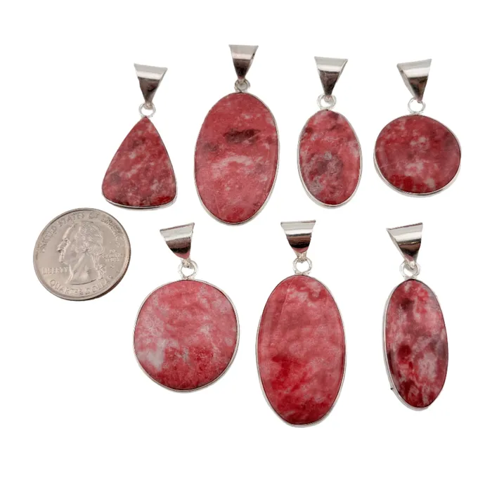 Necklaces Twin Rocks and Crystals Thulite Pendant Necklace with a Twin Rocks and Crystals Velvet Box