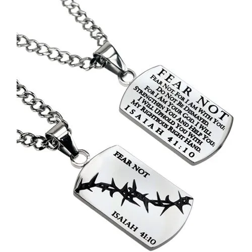 North Arrow Shop Bracelets Christian Dog Tag Isaiah 4110 FEAR NOT Crown of Thorns Stainless Steel Curb Chain North Arrow Shop Bracelets Christian Dog Tag Isaiah 4110 FEAR NOT Crown of Thorns Stainless Steel Curb Chain