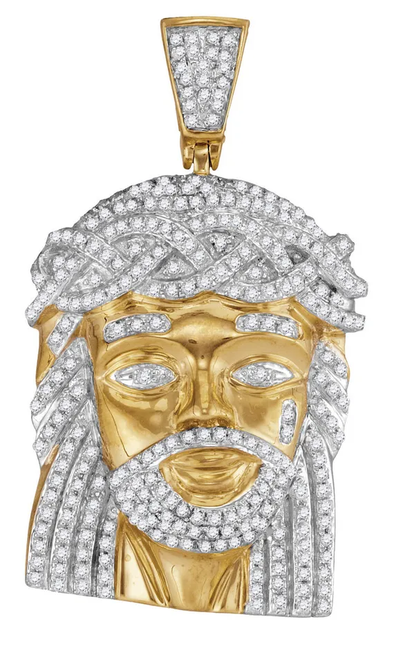 North Arrow Shop Necklaces 10K Yellow Gold Jesus Christ Pendant for Men with Diamonds 100 Cttw North Arrow Shop Necklaces 10K Yellow Gold Jesus Christ Pendant for Men with Diamonds 100 Cttw