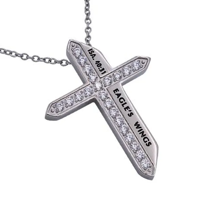 North Arrow Shop Necklaces EAGLES WINGS Isaiah 4031 Sword of the Spirit Cross Necklace Stainless Steel North Arrow Shop Necklaces EAGLES WINGS Isaiah 4031 Sword of the Spirit Cross Necklace Stainless Steel