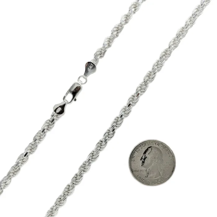North Arrow Shop Necklaces Sterling Silver Rope Chain Necklace For Men 18 to 30 inches 5 mm wide North Arrow Shop Necklaces Sterling Silver Rope Chain Necklace For Men 18 to 30 inches 5 mm wide