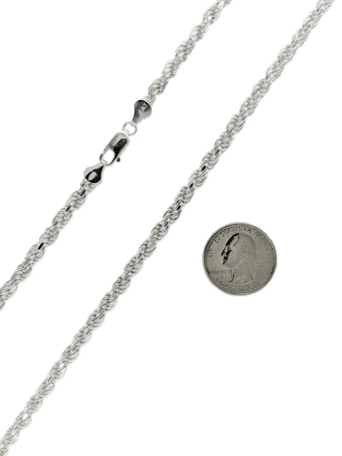 North Arrow Shop Necklaces Sterling Silver Rope Chain Necklace For Men 18 to 30 inches 5 mm wide