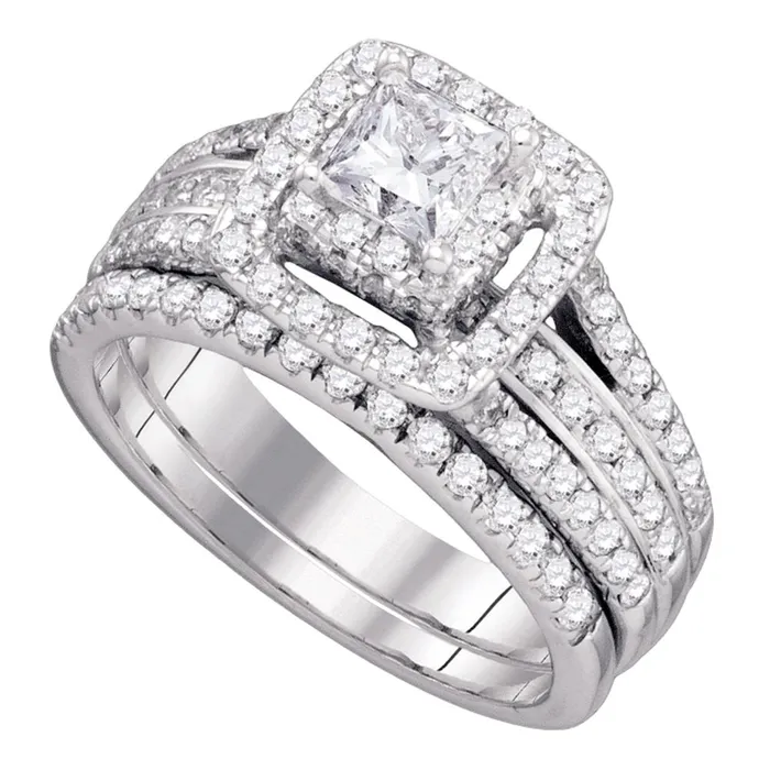 North Arrow Shop Rings 14kt white gold womens princess diamond bridal wedding engagement ring band set 1 12 cttw74979 North Arrow Shop Rings 14kt white gold womens princess diamond bridal wedding engagement ring band set 1 12 cttw74979