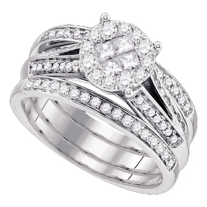 North Arrow Shop Rings 14kt white gold womens princess diamond soleil 3 piece bridal wedding engagement ring band set 100 cttw84222 North Arrow Shop Rings 14kt white gold womens princess diamond soleil 3 piece bridal wedding engagement ring band set 100 cttw84222