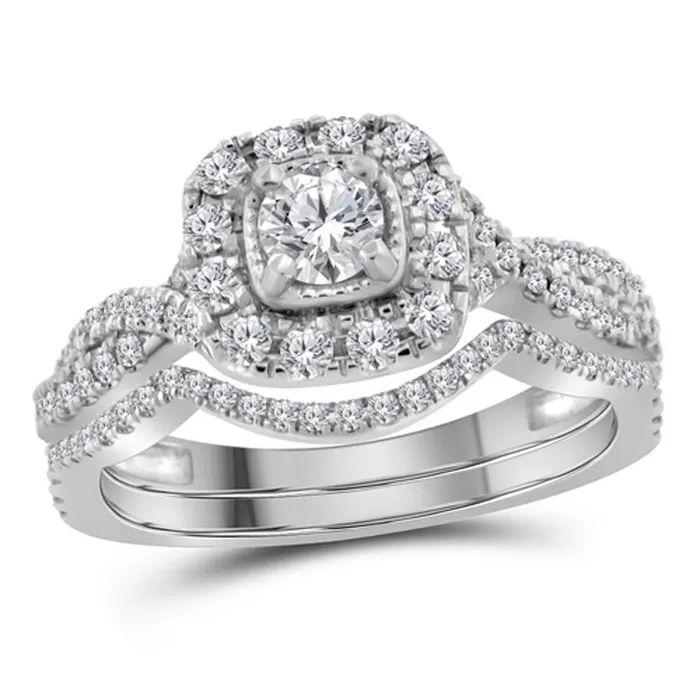 North Arrow Shop Rings 14kt white gold womens round diamond bridal wedding engagement ring band set 34 cttw110622 North Arrow Shop Rings 14kt white gold womens round diamond bridal wedding engagement ring band set 34 cttw110622