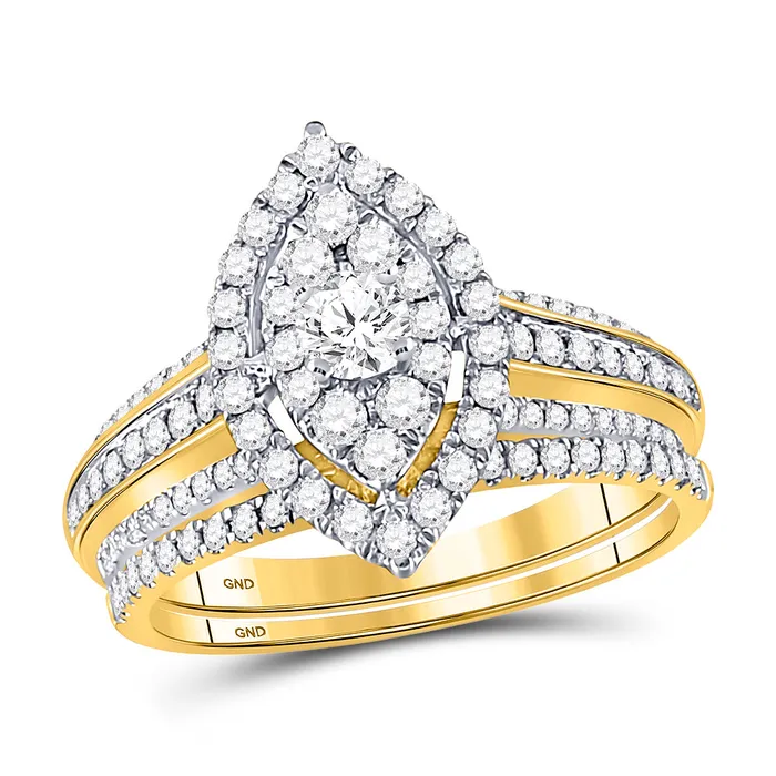 North Arrow Shop Rings 14kt yellow gold womens round diamond oval bridal wedding ring set 100 cttw119250 North Arrow Shop Rings 14kt yellow gold womens round diamond oval bridal wedding ring set 100 cttw119250