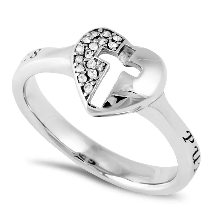 North Arrow Shop Rings MATTHEW 58 Ring with Bible Verse Heart and Lock in Stainless Steel North Arrow Shop Rings MATTHEW 58 Ring with Bible Verse Heart and Lock in Stainless Steel