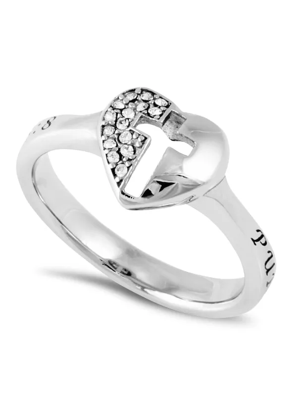 North Arrow Shop Rings MATTHEW 58 Ring with Bible Verse Heart and Lock in Stainless Steel North Arrow Shop Rings MATTHEW 58 Ring with Bible Verse Heart and Lock in Stainless Steel
