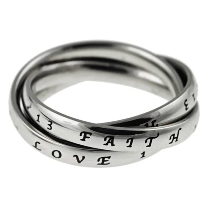 North Arrow Shop Rings Triple Band Ring 1 CORINTHIANS 1313 Promise Stainless Steel Jewelry North Arrow Shop Rings Triple Band Ring 1 CORINTHIANS 1313 Promise Stainless Steel Jewelry