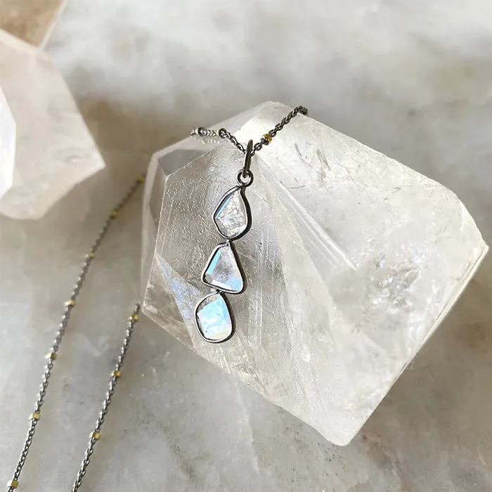 Petite Diamond Slice Cascade Necklace Robindira Unsworth Necklaces