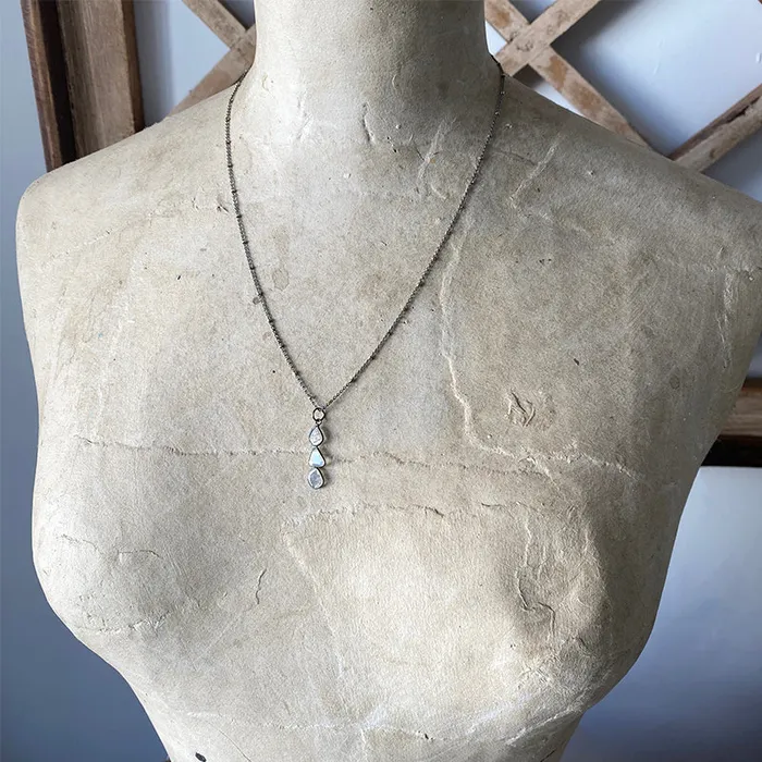 Petite Diamond Slice Cascade Necklace Robindira Unsworth Necklaces