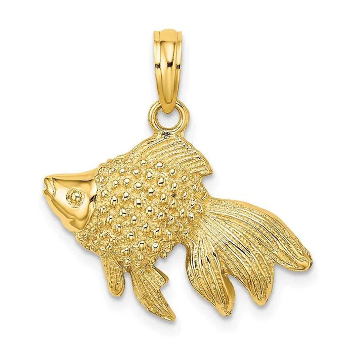PreStyled Sets 14K White Gold Textured Gold Fish Charm TreasureFineJewelers