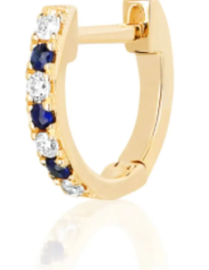 PreStyled Sets EF Collection EF Collection Mini Diamond Blue Sapphire Dot Yellow Gold Huggie 1 unit PreStyled Sets EF Collection EF Collection Mini Diamond Blue Sapphire Dot Yellow Gold Huggie 1 unit