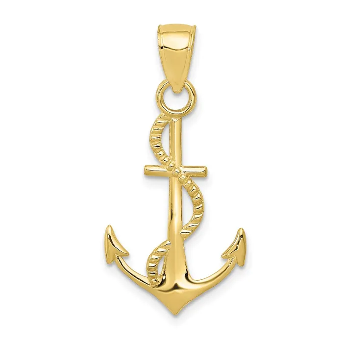 PreStyled Sets TreasureFineJewelers 10K Gold Polished Anchor WRope Pendant