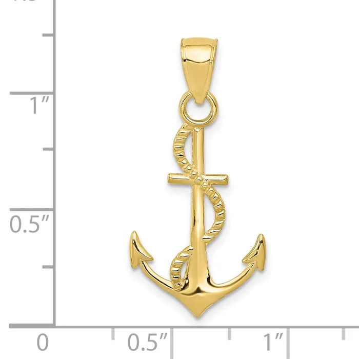 PreStyled Sets TreasureFineJewelers 10K Gold Polished Anchor WRope Pendant