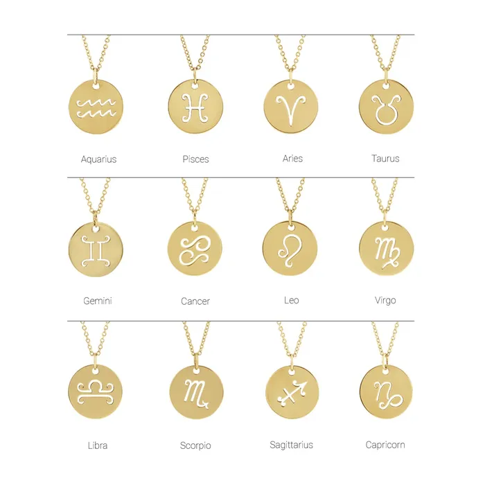 PreStyled Sets TreasureFineJewelers 14K Yellow Gold 165 mm Scorpio Zodiac Disc Pendant