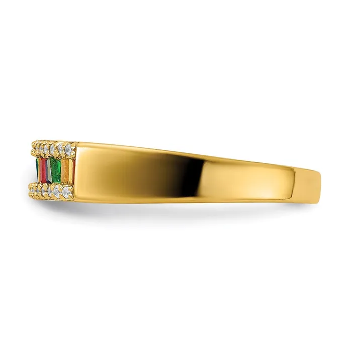 Prizma Sterling Silver Goldtone 14K Flash Goldplated Colorful Baguette and White CZ Ring TreasureFineJewelers Rings