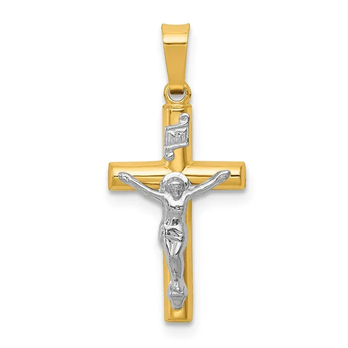 Rings 14k Twotone INRI Hollow Crucifix Pendant TreasureFineJewelers