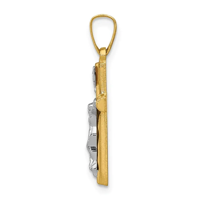 Rings 14k Twotone INRI Hollow Crucifix Pendant TreasureFineJewelers