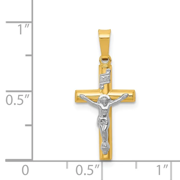Rings 14k Twotone INRI Hollow Crucifix Pendant TreasureFineJewelers