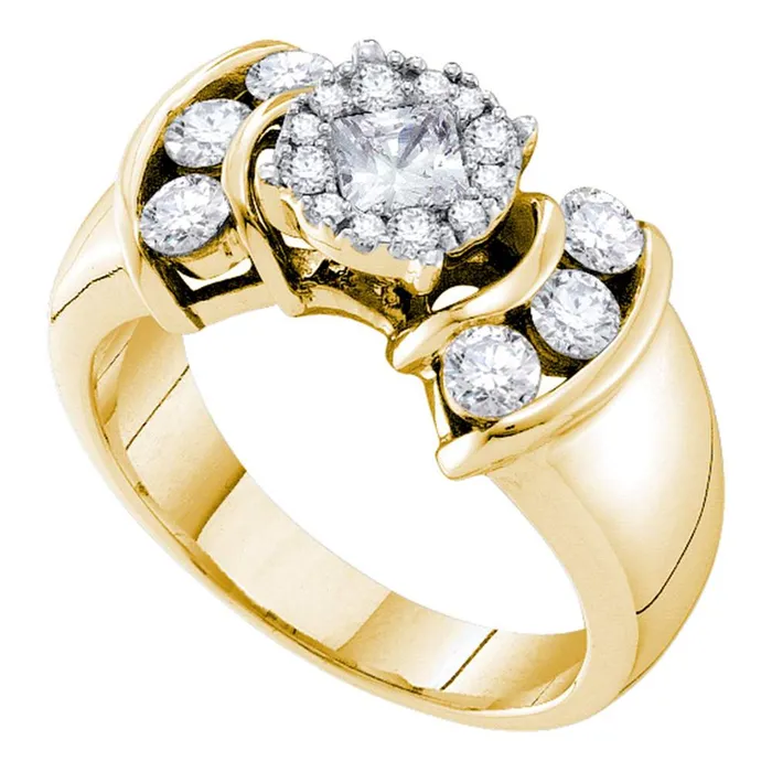 Rings 14kt yellow gold womens princess round diamond soleil cluster bridal wedding engagement ring 100 cttw52825 North Arrow Shop Rings 14kt yellow gold womens princess round diamond soleil cluster bridal wedding engagement ring 100 cttw52825 North Arrow Shop