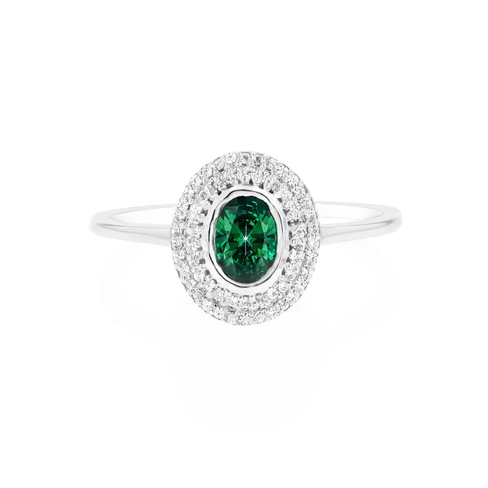 Rings Ema Jewels Hebe Emerald Sterling Silver Ring