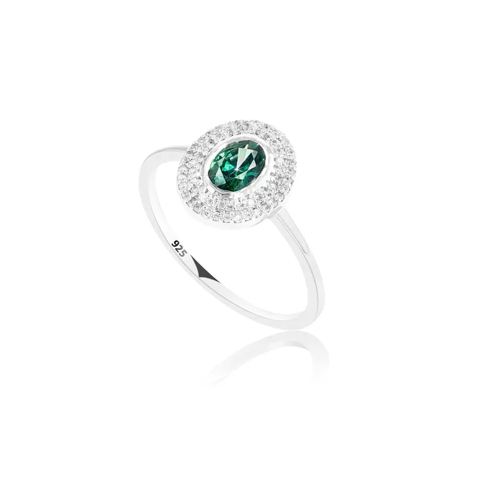 Rings Ema Jewels Hebe Emerald Sterling Silver Ring