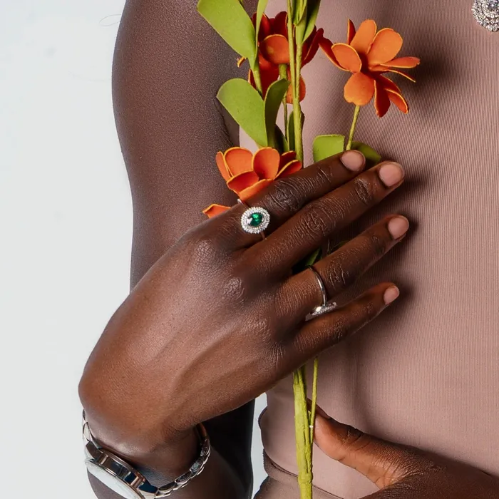 Rings Ema Jewels Hebe Emerald Sterling Silver Ring