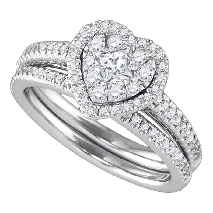 Rings North Arrow Shop 14k white gold round princess diamond heart shaped womens halo wedding bridal ring set 34 cttw86818 Rings North Arrow Shop 14k white gold round princess diamond heart shaped womens halo wedding bridal ring set 34 cttw86818
