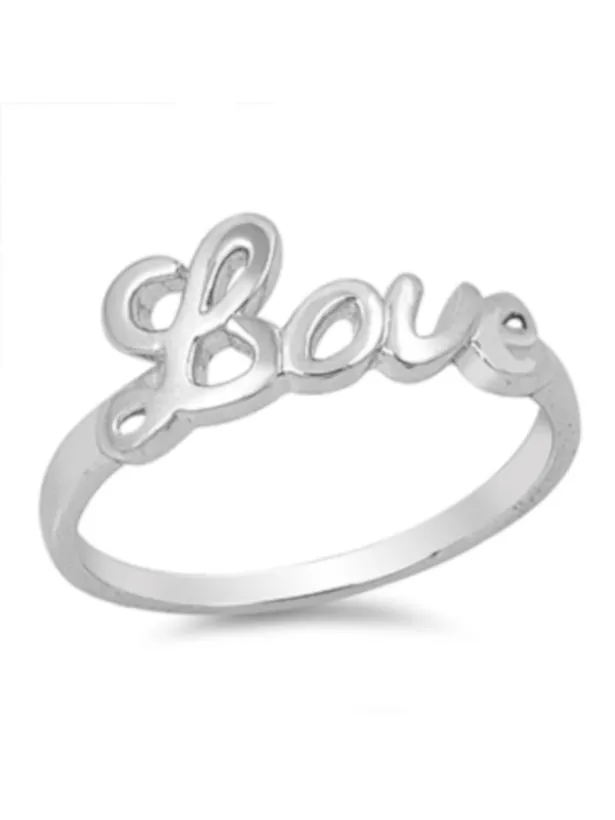 Rings North Arrow Shop Simple Thin Band LOVE Cursive 925 Sterling Silver Ring With FREE Gift Box Rings North Arrow Shop Simple Thin Band LOVE Cursive 925 Sterling Silver Ring With FREE Gift Box
