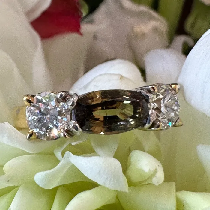Rings Platinum 18 Karat Yellow Gold Demantoid Garnet Diamond Ring 54100159 ONeills Estate Jewelry Rings Platinum 18 Karat Yellow Gold Demantoid Garnet Diamond Ring 54100159 ONeills Estate Jewelry