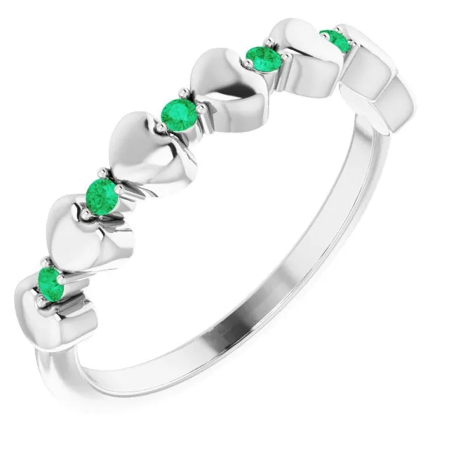 Rings Sterling Silver Natural Emerald Heart Stackable Ring TreasureFineJeweler Rings Sterling Silver Natural Emerald Heart Stackable Ring TreasureFineJeweler
