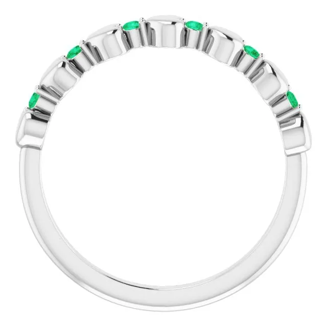 Rings Sterling Silver Natural Emerald Heart Stackable Ring TreasureFineJeweler